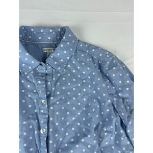 Croft & Barrow Womens Blue‎ White Polka Dot Button Down Shirt Size Medium